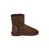 Classic Kids UGG boots Chocolate Color made in Australia from premium Australian double-face sheepskin, timeless children’s UGG boots for everyday wear, warm and cozy with durable sole, stylish and comfortable sheepskin boots for school, play, indoor and outdoor use.